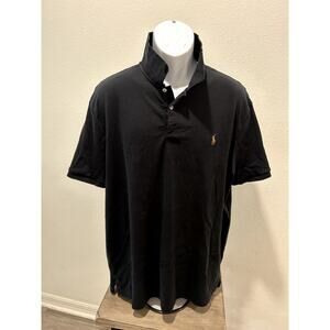 Polo Ralph Lauren Men's Custom Slim Fit Cotton Polo Shirt Black 2XL B47